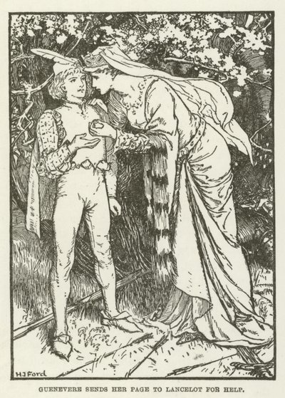 Guenevere sends her page to Lancelot for help by Henry Justice Ford